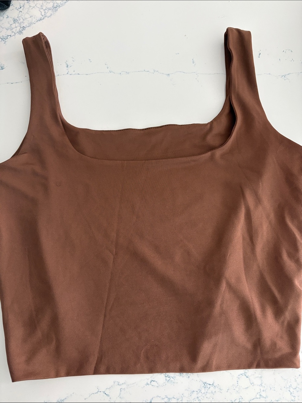Brown Square-Neck Sleeveless Crop Top